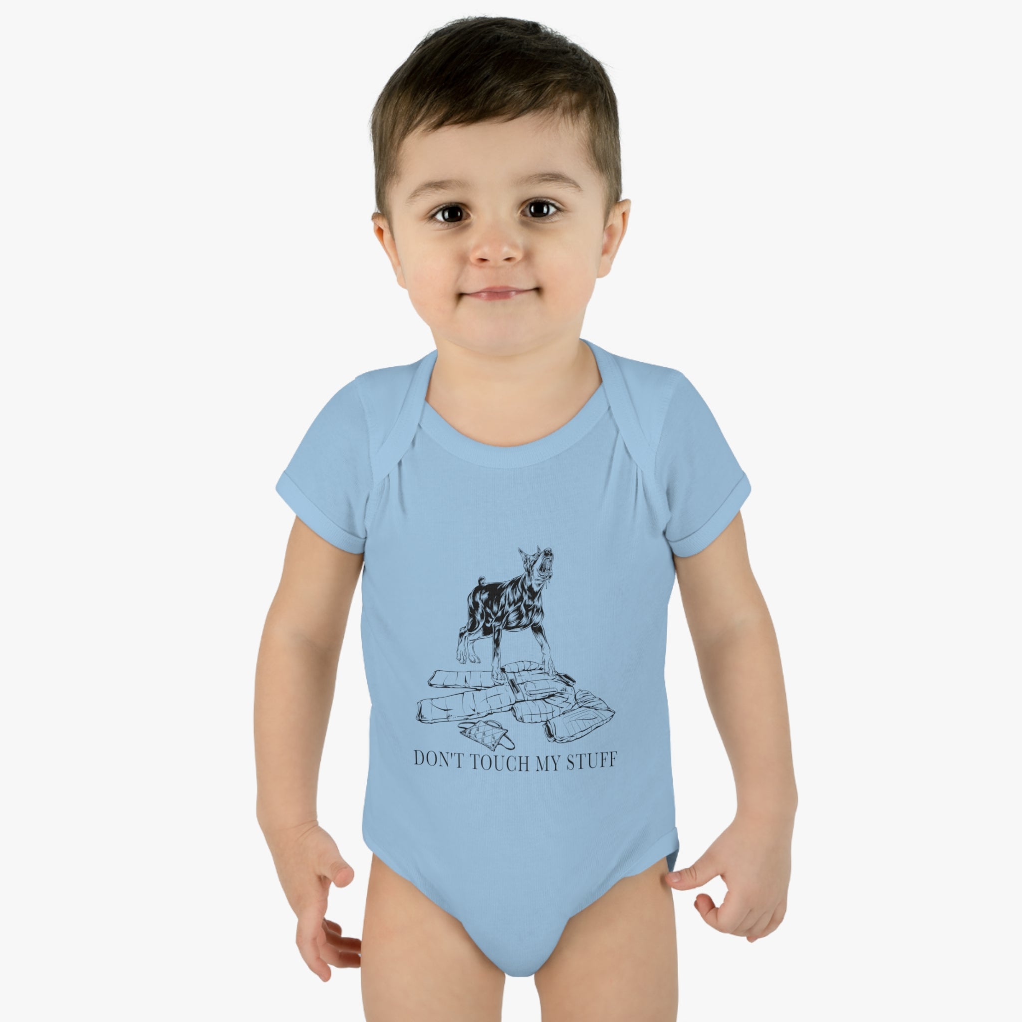 Doberman - Don't Touch My Stuff - Baby Onsie